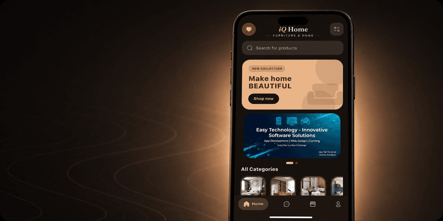 iQ Home — تطبيق خدمات منزلية ثنائي اللغة للاحتياجات اليومية.